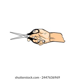hand cutting to the left in vector illustration