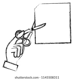 hand cutting notebook sheet with scissors