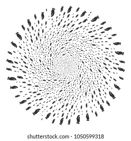 Hand cycle cluster. Object cluster designed from randomized hand symbols. Vector illustration style is flat iconic symbols.
