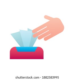 hand with damp clothes line style icon vector illustration design