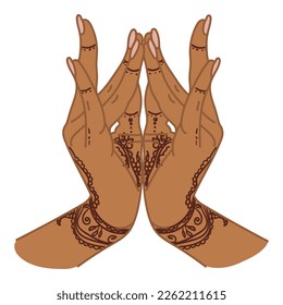 mano, danza, India, mujer, movimiento, pintura, mudra, henna, figura, indio, color, vector, diseño, tribal, ícono, persona, ornamento, caricatura, cartel, arte, yoga, tradición, gesto, namaste, dibujado, que