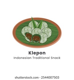 Hand Daran Vector Illustration Of Indonesian Traditional Cakes Klepon