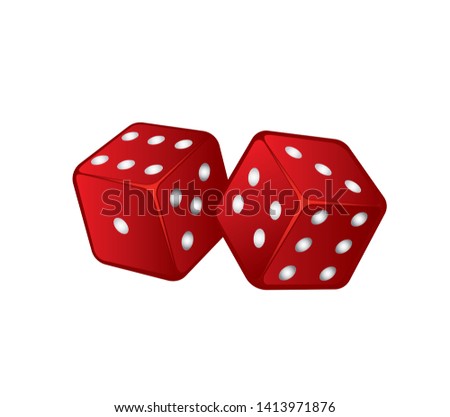 Hand darwn dice isolated on white background. Fortune logotype, badge, poster, logo, tag for casino.  Vector illustration