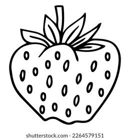 Hand darwn strawberry line isolated on white background
