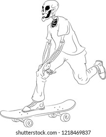 Hand Dawing Skull Skateboarding