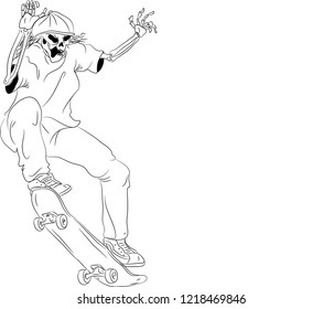 Hand Dawing Skull Skateboarding