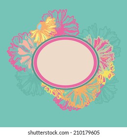Hand dawn bright  floral vignette.  All objects are conveniently grouped on different layers and are easily editable.