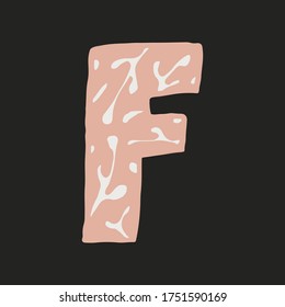 Letra vectorial N del amanecer manual aislada en el fondo oscuro. Letra inglesa mayúscula con diseño floral. Hermosa ilustración de primavera. Plantilla de tipografía