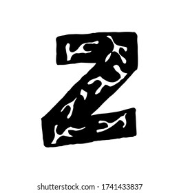 Hand dawn vector letter Z isolated on white background. English alphabet capital letters with floral design. Beautiful spring illustration. Typography template