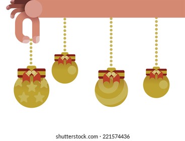 Hand decoracing Christmas ornaments by Christmas concept vector