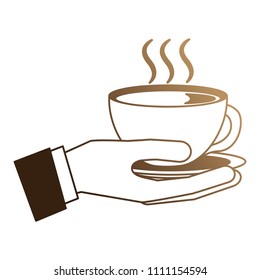 hand with delicious coffee cup isolated icon