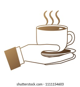 hand with delicious coffee cup isolated icon