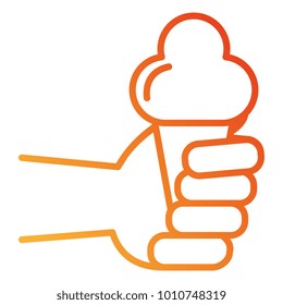 hand with delicious cone ice cream