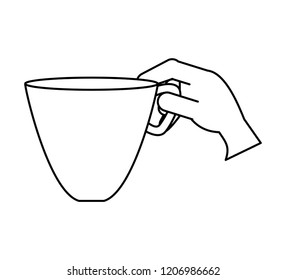 hand with delicious cup coffee