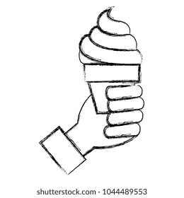 hand with delicious ice cream icon