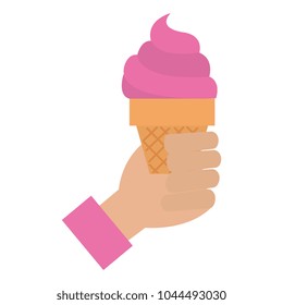 hand with delicious ice cream icon