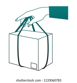 Hand with delivery blue lines