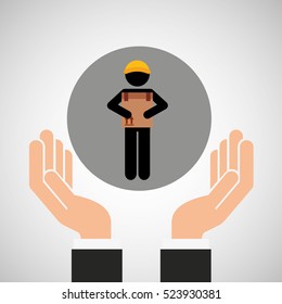 hand delivery service man package graphic vector illustration eps 10