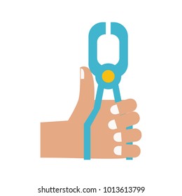 Hand with dental tool
