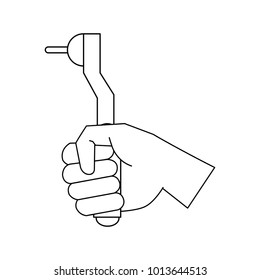 Hand with dental tool