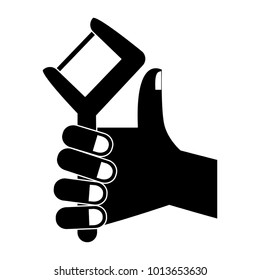 Hand with dental tool