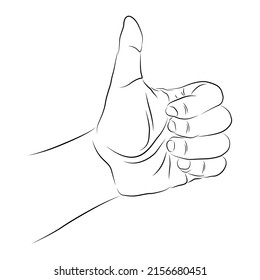 Hand design with black abstract line. Good and like symbol. Vector illustration