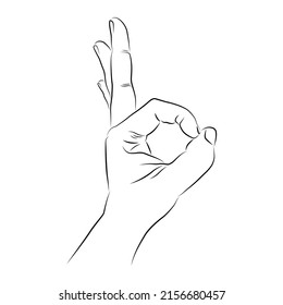 Handdesign mit schwarzer abstrakter Linie. Okay Symbol. Vektorgrafik