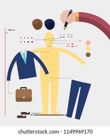 Hand design character with fashion prop vector.Character design concept.