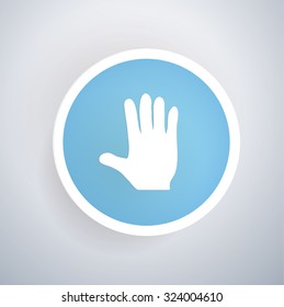 
Hand design icon on blue button,white background,clean vector