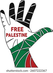 Hand design make with Palestine flag