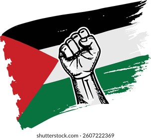 Hand design make with Palestine flag