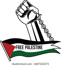 Hand design make with Palestine flag