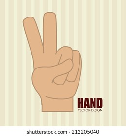 Hand design over beige background, vector illustration