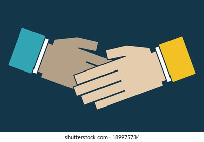 Hand design over blue background, vector illustration