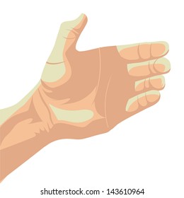 hand design over brown background vector illustration