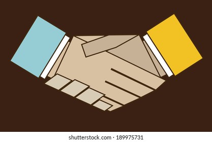 Hand design over brown background, vector illustration