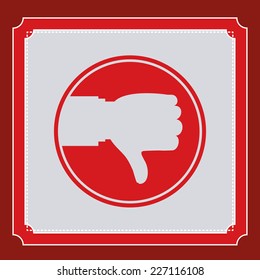 Hand design over red background, vector illustration