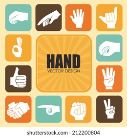Hand design over white background, vector illustration