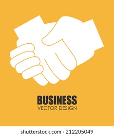 Hand design over yellow background, vector illustration