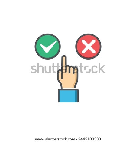 hand design vector and agree or disagree option button.