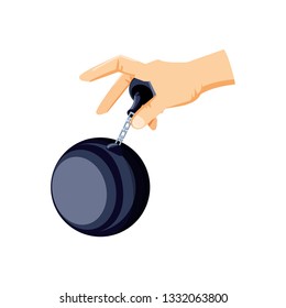 hand with destruction ball isolated icon