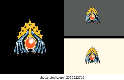 hand of devil and flames vector design