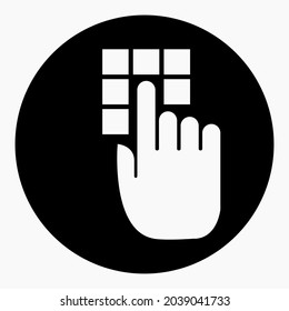 Hand dialing code. Entering the code. Setting the secret code. Commercial line vector icon for websites and mobile minimalistic flat design.