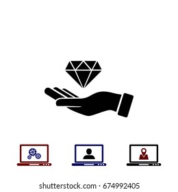 Hand and diamand icon