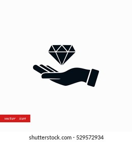 Hand and diamand icon, flat design best vector icon