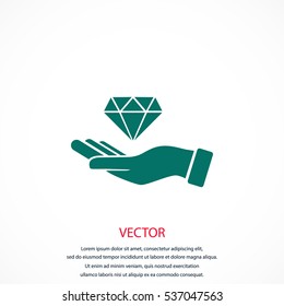Hand and diamand icon, flat design best vector icon