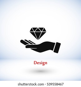 Hand and diamand icon, flat design best vector icon