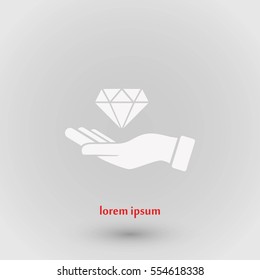 Hand and diamand icon, flat design best vector icon