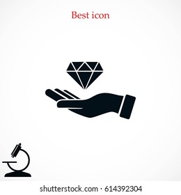 Hand and diamand icon, flat design best vector icon