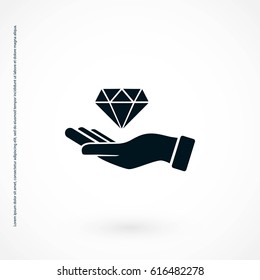 Hand and diamand icon, flat design best vector icon